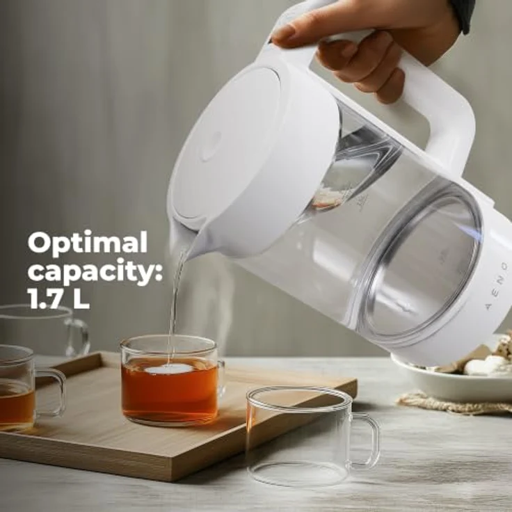 Aeno EK5 Elektrischer Wasserkocher, 1,7 Liter, Glas, Temperaturregelung 40-100°C, Strix-Technologie, LED-Beleuchtung – Bild 12