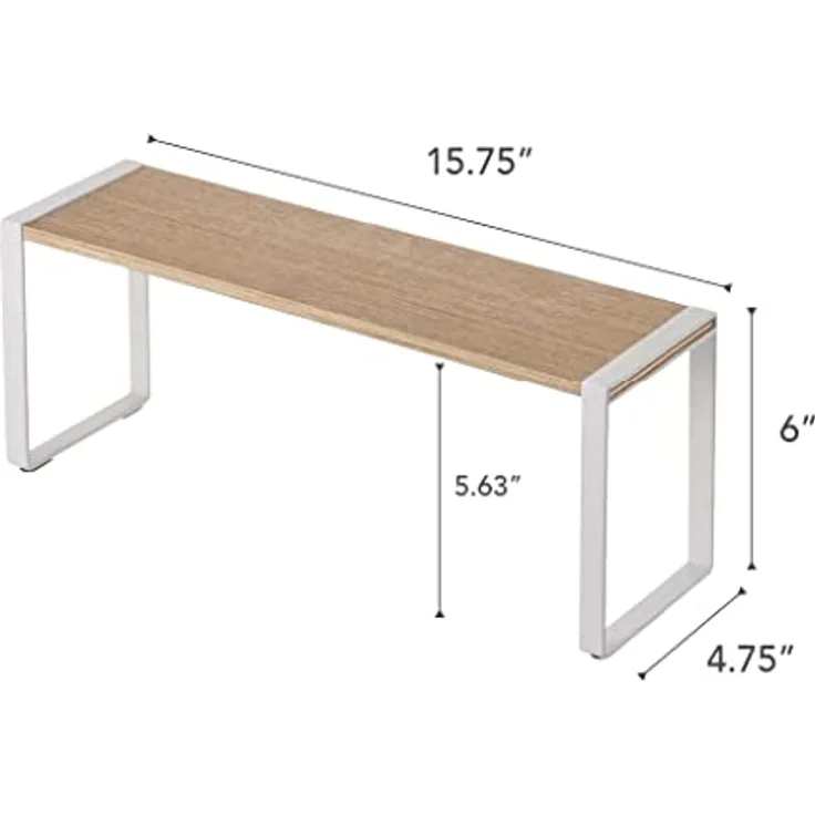 Yamazaki 3155 Tosca Breites Küchenregal, weiß, Stahl/Holz, minimalistisch, 40 x 12 x 15.5 cm – Bild 3