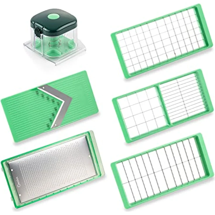 Genius Nicer Dicer Exclusive Gemüseschneider Zubehör-Set 6tlg - Messereinsätze mit dem Nicer Dicer Exclusive kompatibel | V Hobel, Reibe & Messereinsätze – Bild 1