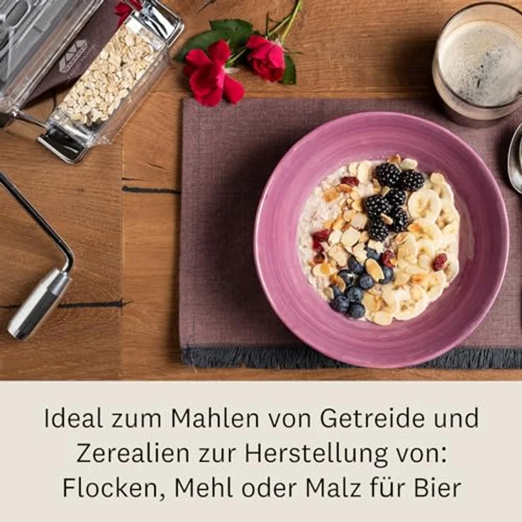 Marcato MARGA MULINO MU19-MARGA, Getreidemühle mit Handkurbel, 6 Mahlpositionen, verchromter Stahl, für zarte und harte Körner – Bild 3