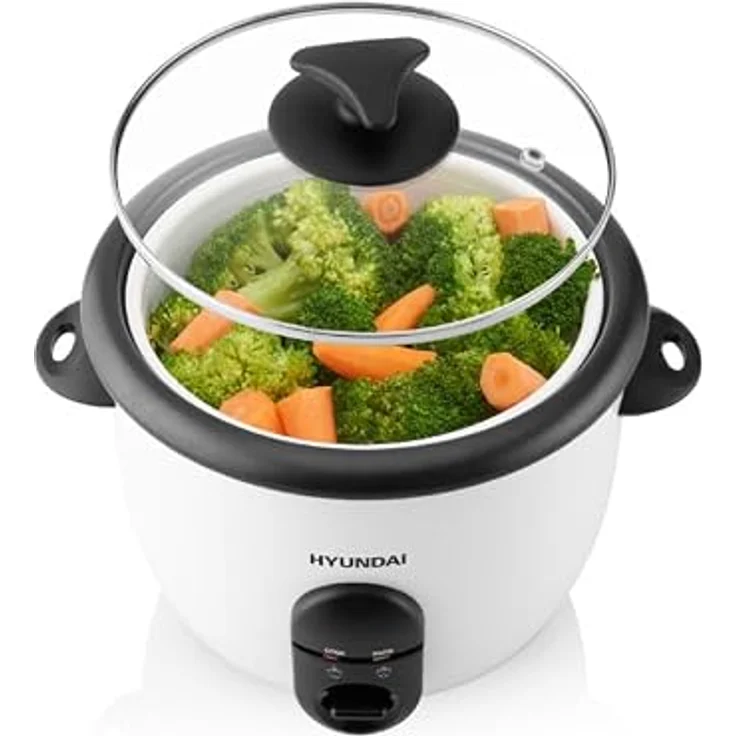 HYUNDAI ELECTRONICS Reiskocher RC150, 1,5 l, 1200 g Reis, 460 W, Reiswärmer, Antihaftbeschichteter Gartopf, Weiß – Bild 4