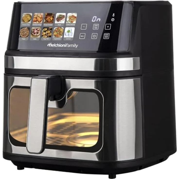 Melchioni GAIA PLUS Heißluftfritteuse, 2200 W, Doppelheizung, 8 Liter Volumen, Metallauskleidung, LED-Display, 10 Programme – Bild 2