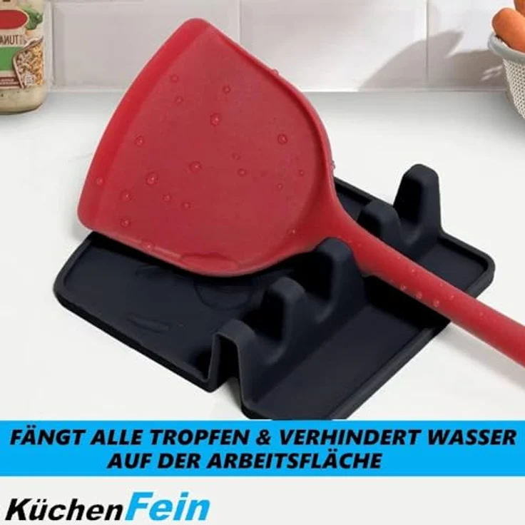 KüchenFein Silikon Kochlöffelablage Löffelhalter Spüle, Kochlöffel Halter Löffelablage Besteckhalter Kochwerkzeug Küchenablage – Bild 5