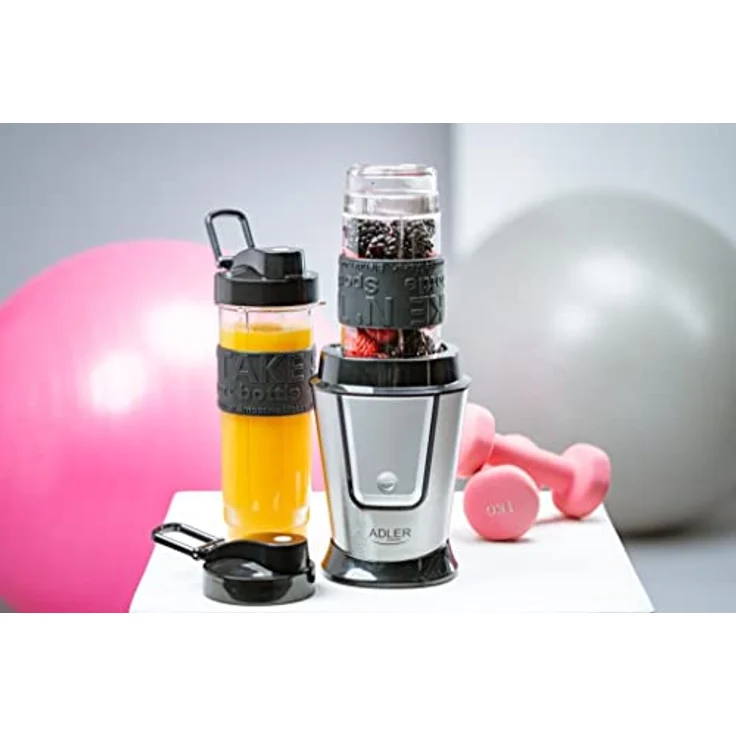 Adler AD 4081 Standmixer, Smoothie-Maker, 800W, inkl. 2 Sportflaschen, Edelstahl, schwarz – Bild 2