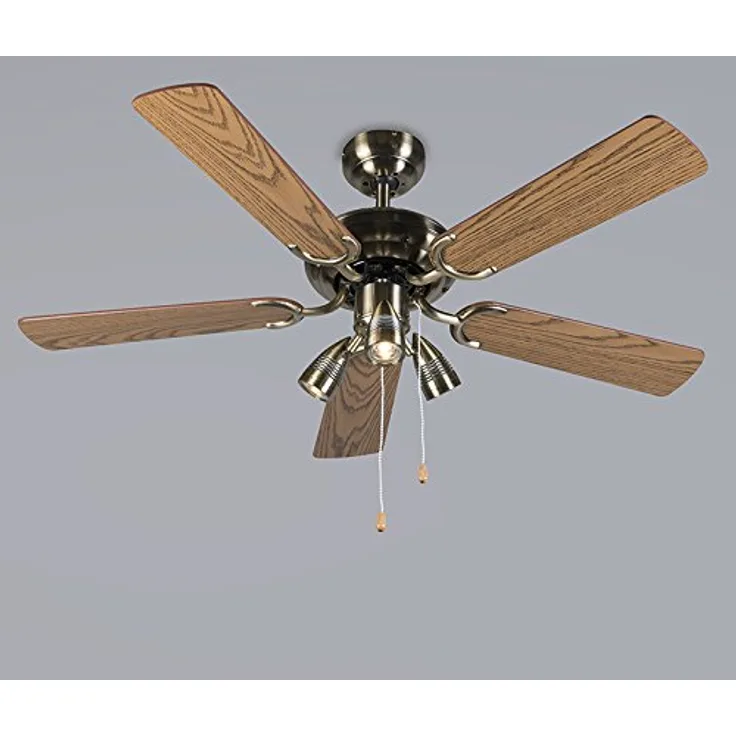Qazqa - Modern Deckenventilator mit beleuchtung Bronze - Mistral 42 I Wohnzimmer I Schlafzimmer - Stahl Rund - LED geeignet GU10