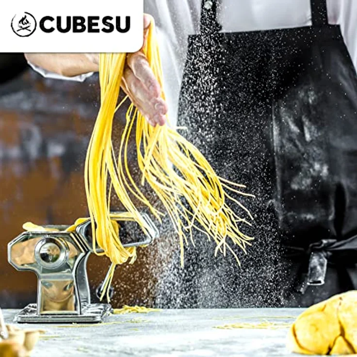 Cubesu Nudelmaschine manuell, Edelstahl Pasta-Maker mit Holzgriff, 9 Nudelformen, rutschfest, leichte Reinigung – Bild 6
