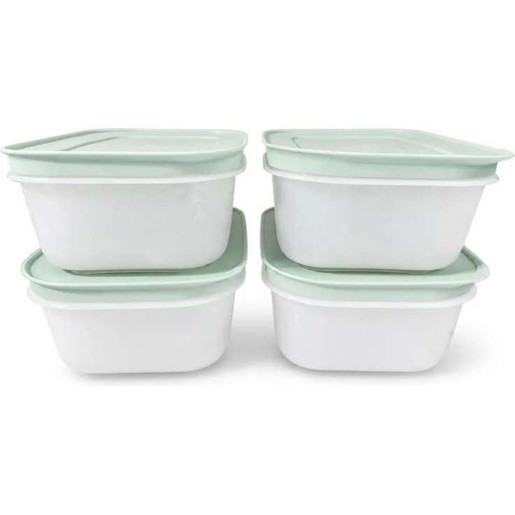 Tupperware Gefrier-Behälter Eis-Kristall, 4x 450ml, kältebeständig bis -45°C, grün-weiß, stapelbar