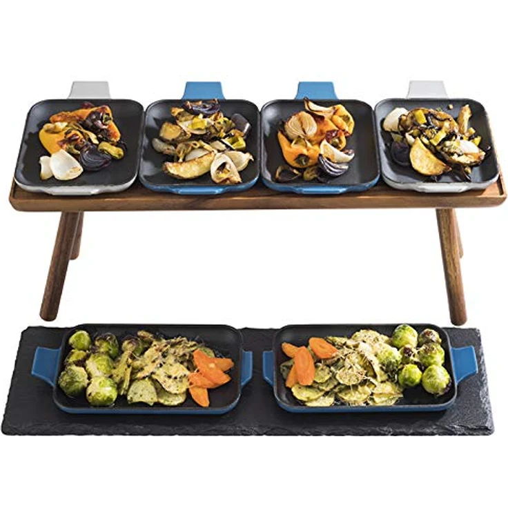 APS Servierpfännchen „Cast Iron“ - Mini Gusseisen-Pfanne, Gusseisen emailliert, eckig, B x T x H: 20 cm x 13 cm x 2 cm, stapelbar, Backofen geeignet, Schale, Grau – Bild 4