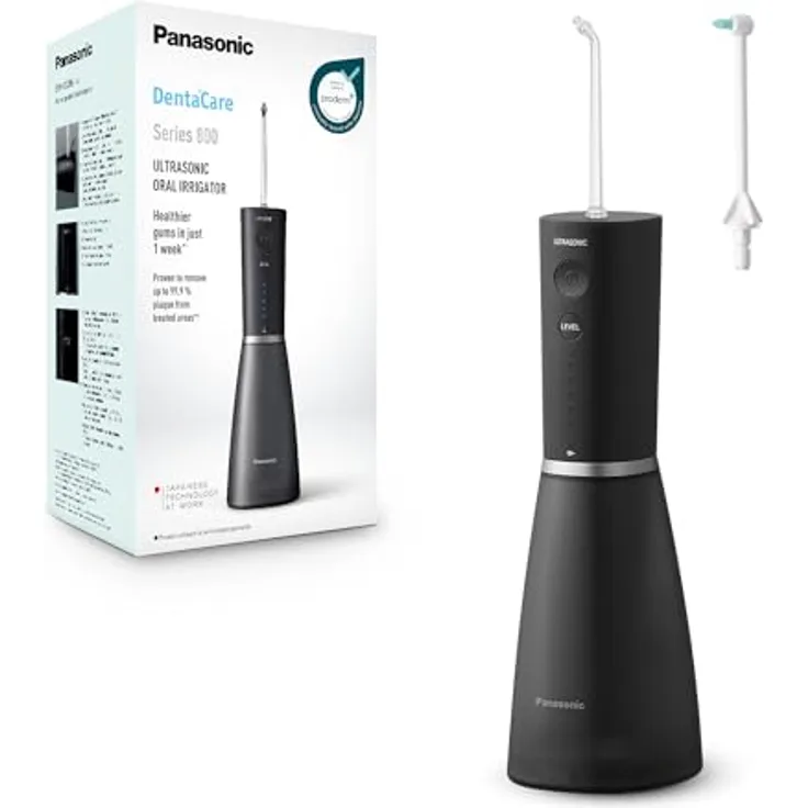 Panasonic Series 800 Ultraschall-Munddusche EW-DJ86-K503, Schwarz, 5 Wasserdruckstufen, USB-C-Ladung