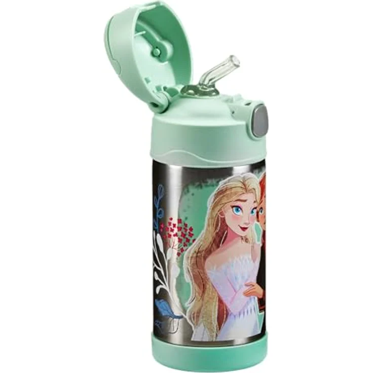 Thermos kids FUNTAINER STRAW BOTTLE DISNEY 0,35 l, Frozen II, Edelstahl Thermoflasche mit Trinkhalm, 12h kalt, spülmaschinenfest, dicht ohne Kohlensäure - Disney Flasche für Kita, Schule – Bild 5