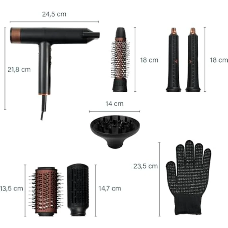 Princess Profi-Airstyler 529205 7-in-1 Stylingtool mit Ionenfunktion und 2000 W BLDC-Motor, schwarz – Bild 2