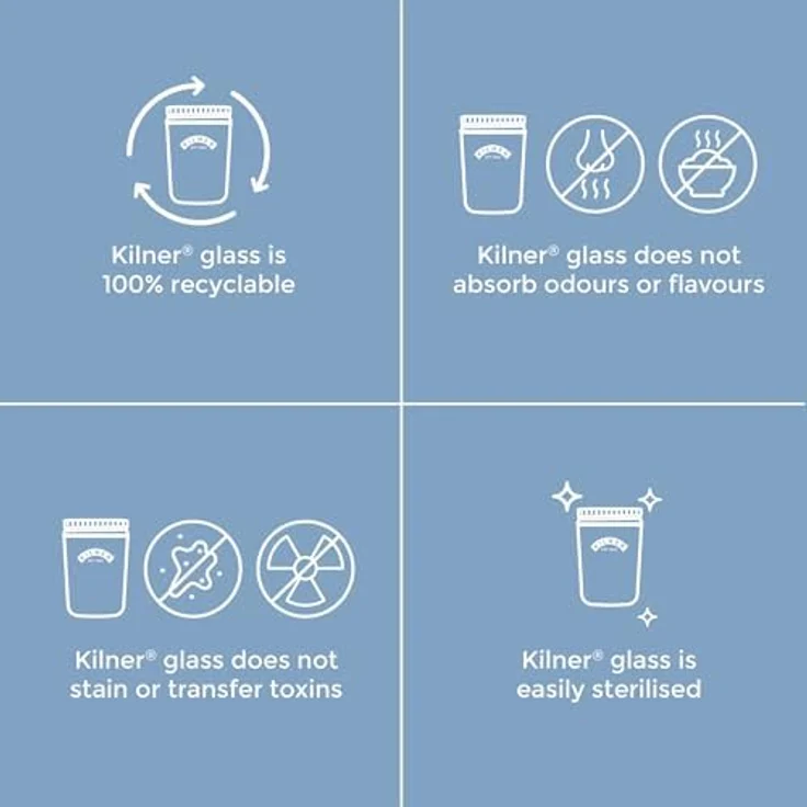 KILNER Einmachglas 1l, Twist-Off mit vakuumversiegelndem Deckel, 4er Set, transparente Gläser mit Mengenskala – Bild 8