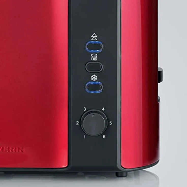 SEVERIN AT 2217 Automatik-Toaster (ca. 800 W, Für 2 Scheiben, Integrierter Brötchen-Röstaufsatz) fire red metallic -schwarz – Bild 6