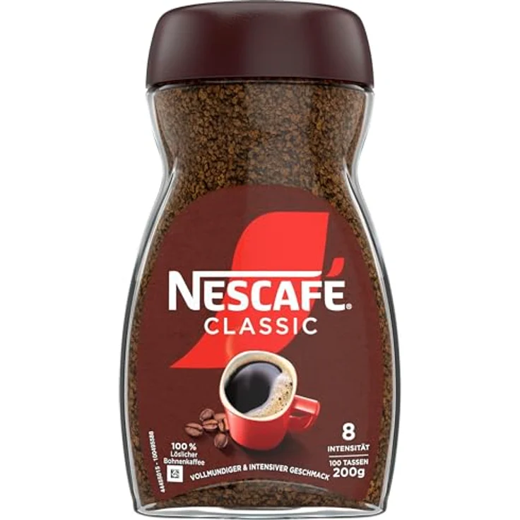 Nescafé Classic löslicher Bohnenkaffee, mitteldunkel geröstete Kaffeebohnen, koffeinhaltig, kräftiger Geschmack & intensives Aroma, 1er Pack (1 x 200g) – Bild 2