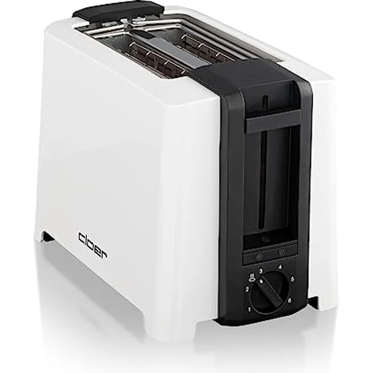Cloer 3531 Doppelschlitztoaster, 900W, 6 Bräunungsstufen, mit Brötchenrost und Krümelschublade, weiß, schwarz – Bild 5
