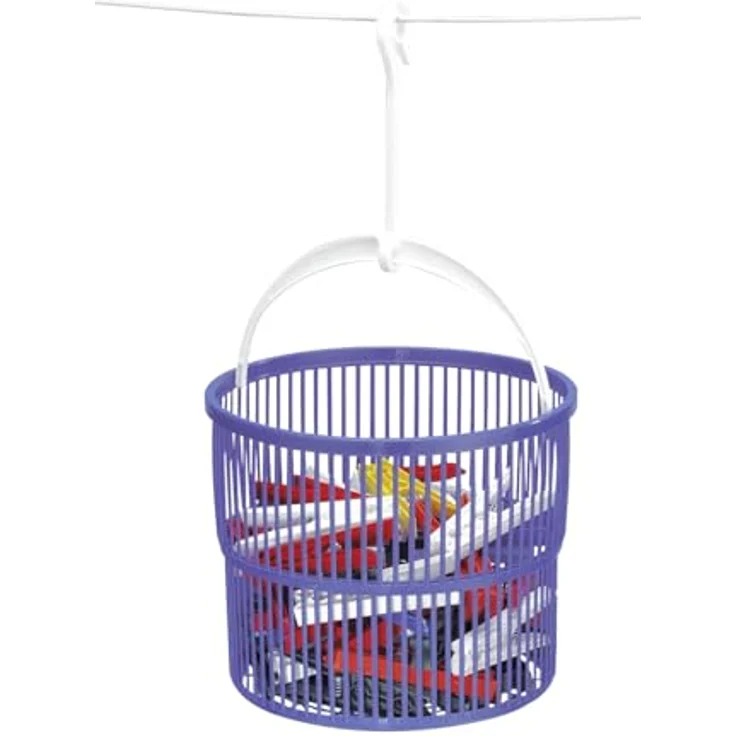 Wenko Wäscheklammer-Korb Set, inkl, 30 Wäscheklammern, Ø 19 x 9 cm, blau – Bild 3