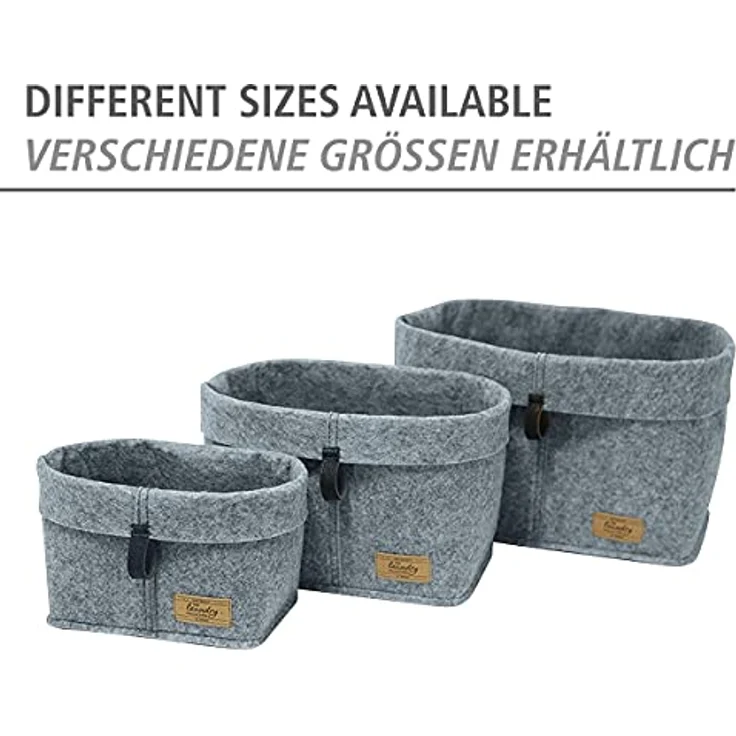 WENKO Filz-Korb Feli S, Box für mehr Ordnung und System in Schubladen und Regalen, in skandinavischem Design, für Küche, Diele oder Bad, gefertigt aus 100% Polyester, 18 x 13 x 12 cm, Grau – Bild 5