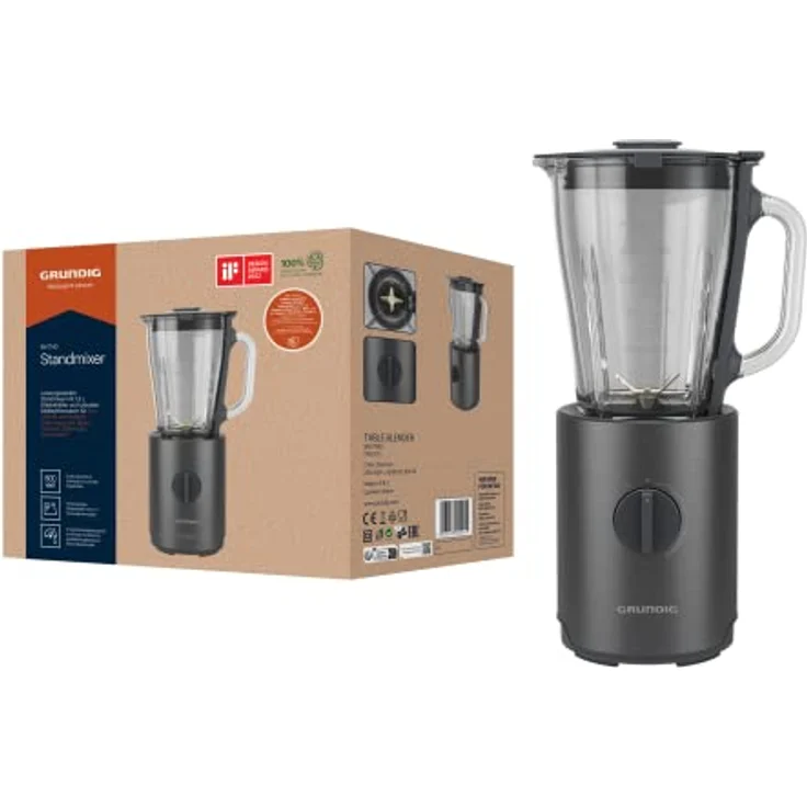 Grundig Delisia Novus SM 7140 Professioneller Standmixer, 1,5 Liter, 800 Watt, 6-Fach Edelstahlmesser mit Zirkonium-Beschichtung, 5 Geschwindigkeitsstufen + Pulse-Funktion, Dark Inox/Edelstahl – Bild 1