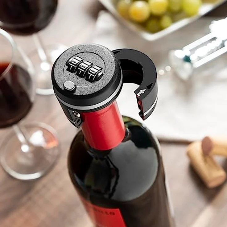 InnovaGoods Weinverschluss mit Kombination, starker ABS-Halt, Schwarz – Bild 4