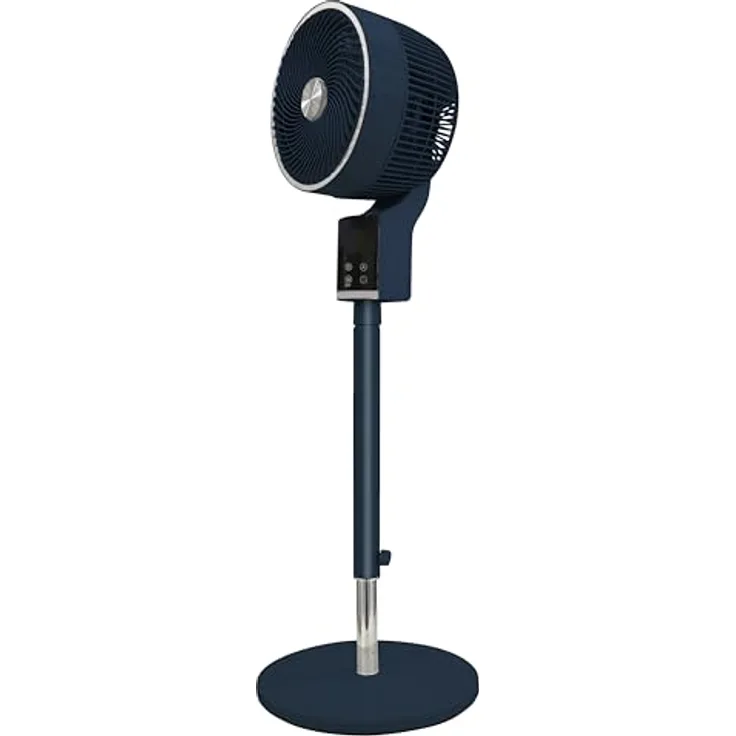Be Cool Design-Standventilator 26cm, 50 Watt, 3D-Oszillation, höhenverstellbar 80-105 cm, 12 Std. Timer, Aromabox, mit Fernbedienung, blau