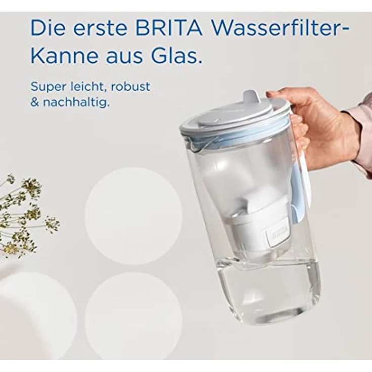 BRITA Glas Wasserfilter-Kanne Hellblau (2,5l) inkl. 1 MAXTRA PRO All-in-1 Kartusche - Premium Design Kanne aus Glas, robust & leicht / reduziert Kalk, Chlor, Pestizide, Metalle wie Blei & Kupfer – Bild 2
