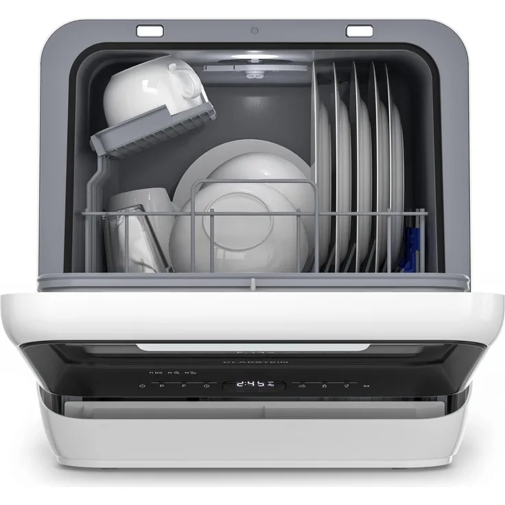 Klarstein Amazonia Mini Geschirrspüler, Kompakte Tischspülmaschine mit Wassertank, 7 Programme, 5L, Digitale Anzeige, Leise 58dB, Tragbar, Schwarz