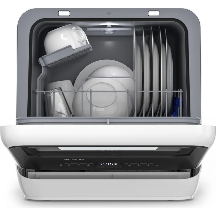 Klarstein Amazonia Mini Geschirrspüler, Kompakte Tischspülmaschine mit Wassertank, 7 Programme, 5L, Digitale Anzeige, Leise 58dB, Tragbar, Schwarz