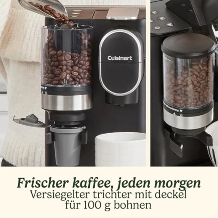 Cuisinart Kaffeemaschine für eine Tasse, gemahlen und gebrüht | Single serve Filterkaffee | Eingebautes Kegelmahlwerk aus Edelstahl | 3 Tassengrößen wählen | Wiederverwendbare Filterkapsel | Schwarz – Bild 4