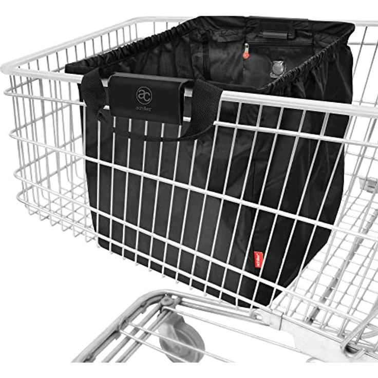achilles Einkaufswagentasche faltbar, Einkaufstasche zum Einhängen, Shopper, Schwarz, 54 cm x 35 cm x 39 cm – Bild 3