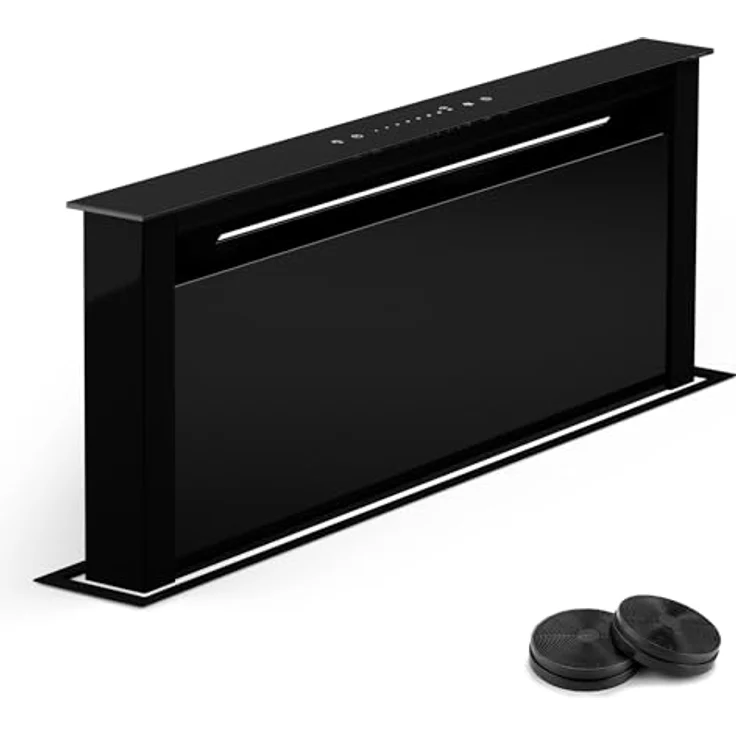 Klarstein Downdraft-Dunstabzugshaube 75cm, versenkbare Abluft/Umluft, 576m³/h, leise (51 dB), Energieeffizienz A++, LED-Beleuchtung & Touch-Bedienfeld – Bild 1