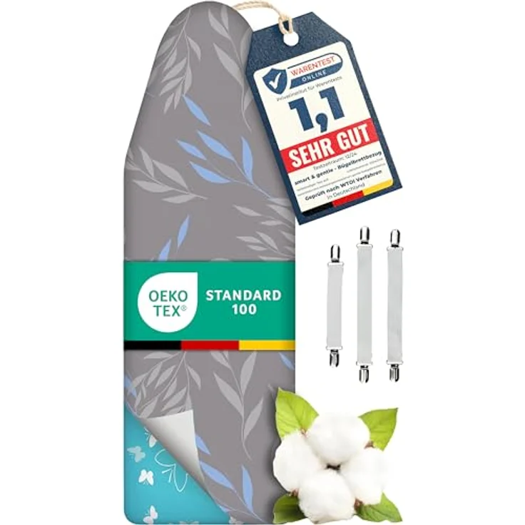 smart&gentle Super Soft Turbo-Bügelbrettbezug 120x40, ÖKOTEX zertifizierte Baumwoll-Polsterung, Thermoreflexion für schnelles Bügeln, passend für 116-120x38-40 cm Bügelbretter – Bild 1