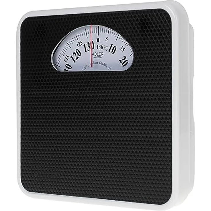 Adler AD 8179 Mechanische Personenwaage - Körpergewicht - Analoge Fitnesswaage - 136kg Kapazität - Stabiles Metallgehäuse - Rutschfeste Oberfläche - Leicht ablesbar - Kalibriert mit einem Knopf