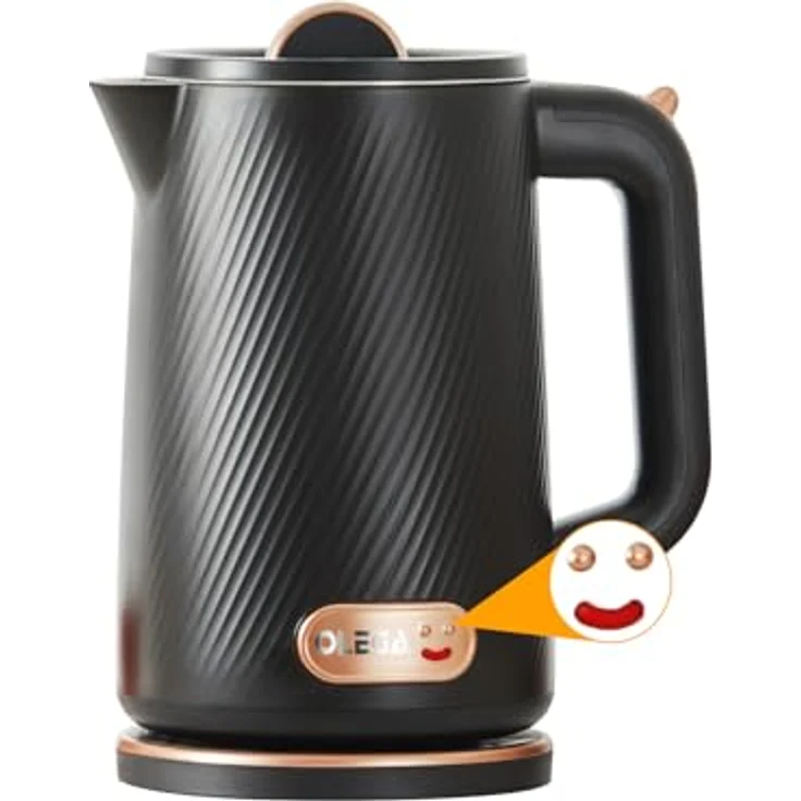 OLEGA Wasserkocher Elektrischer Teekessel 1800W, BPA-frei, 1,8 Liter, Schwarz, sicher und schnellaufheizend mit Abschaltautomatik – Bild 1