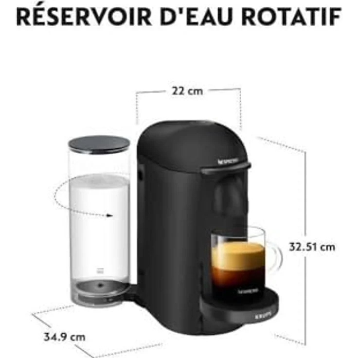 Krups YY2778FD Nespresso Vertuo Kapselmaschine für Espresso oder Kaffee, 40 ml bis 410 ml, Titan noir mat – Bild 3