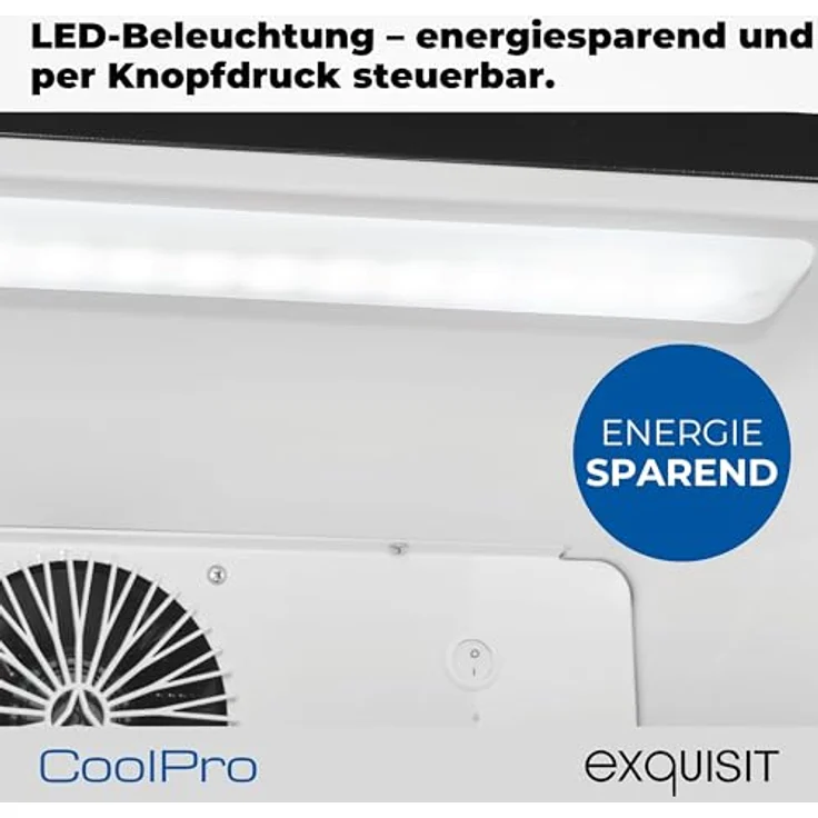 exquisit Getränkekühlschrank GKS180-GT-430D, 200l Glastürkühlschrank mit LED-Beleuchtung, Umluftventilator, 3 Ablagen, manuelle Temperaturregelung – Bild 5