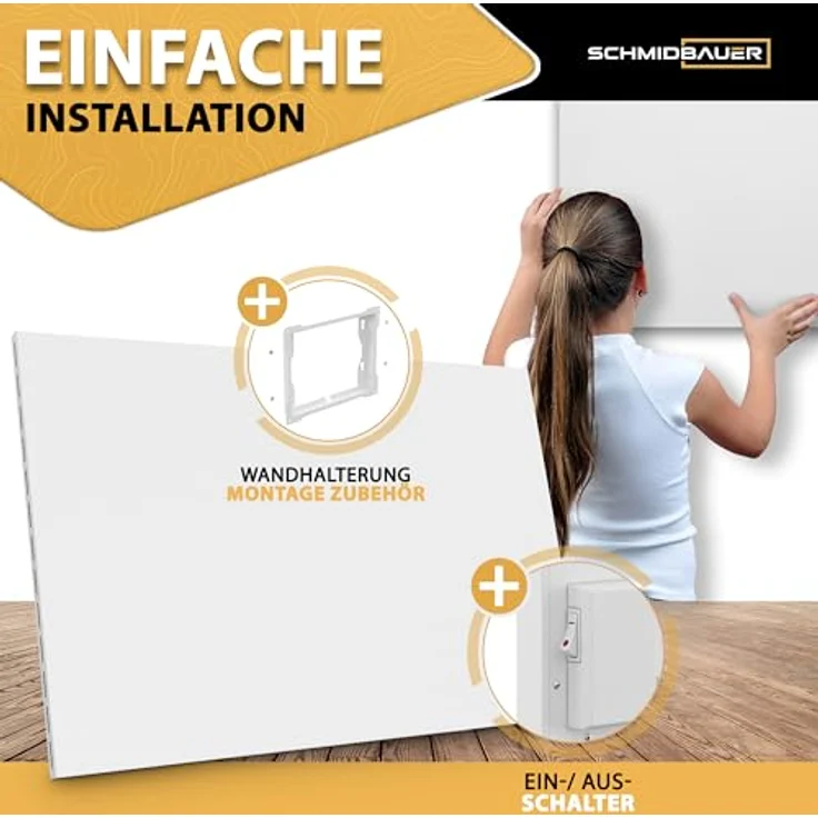Schmidbauer Infrarotheizung Hybrid 300 Watt - Ein/Aus-schalter - Infrarottechnik mit Raumluft-Konvektion - Elektroheizung - Direktheizung, Silber – Bild 3