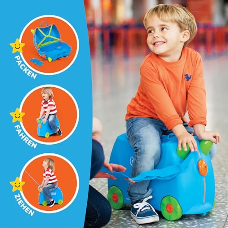 TRUNKI Kinderkoffer Trolley Terrance (Blau) | Handgepäck mit Multifunktionsband und 5 Jahre Garantie – Bild 3