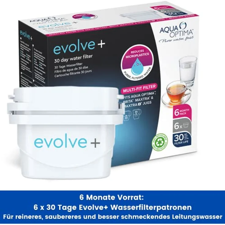 Aqua Optima Evolve+ 30 Tage Wasserfilterkartusche, Weiß, 6 Pack (up to 6 Months Supply) – Bild 3