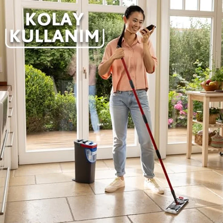 Vileda H2PRO Flat Mop Reinigungsset, Bodenwischer mit Zweitanksystem und 1,2 L Frischwassertank, platzsparender Eimer, Microfaser-Bezug – Bild 9