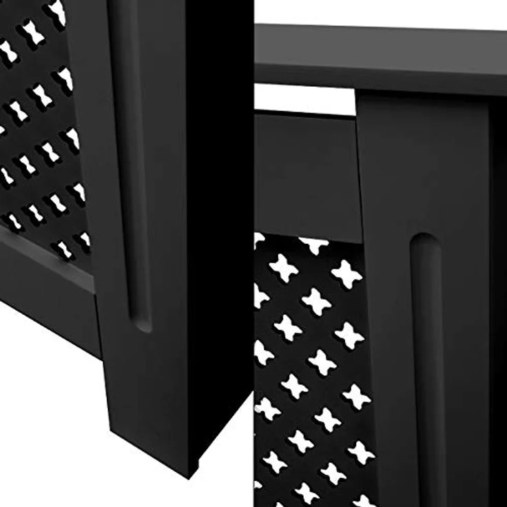 ECD Germany Heizkörperverkleidung mit Wabenmuster, 112x19x82 cm, Schwarz, MDF, selbstmontierbar – Bild 4