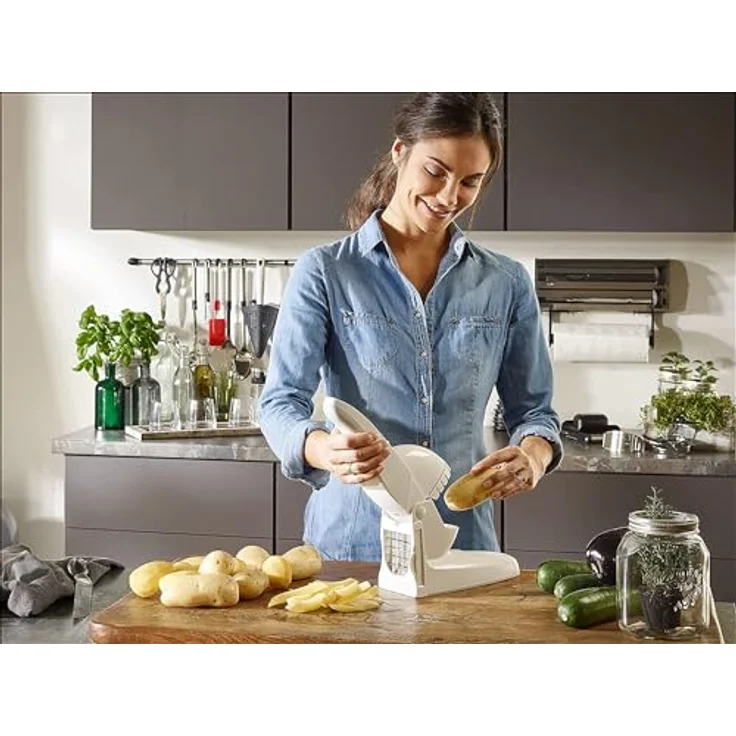 Leifheit Pommes-Frites-Schneider ComfortLine-Serie mit 2 Messereinsätzen, Pommesschneider für 10 oder 12 mm Sticks, rutschfester Gemüseschneider mit Softtouch-Griff – Bild 3