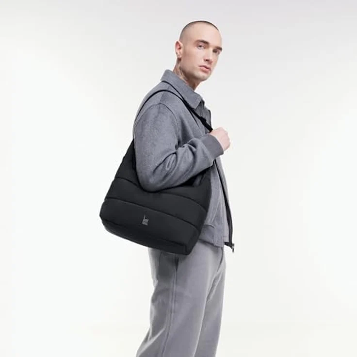 GOT BAG Puffer Square Bag Large Monochrome, vielseitige Handtasche aus recycelten Materialien, Schwarz, leicht und strapazierfähig – Bild 5