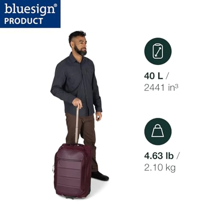 Osprey Ozone Handgepäck, 40 l, Trolley mit 2 Rädern, Schwarz, leichtes Design und durchsichtige Innentaschen – Bild 2