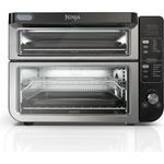 Ninja DCT401 12-in-1 Doppel-Backofen mit FlexDoor, FlavorSeal & Smart Finish, Rapid Top Konvektion und Air Fry Bottom, Backen, Braten, Toast, Air Fry, Pizza und mehr, Edelstahl