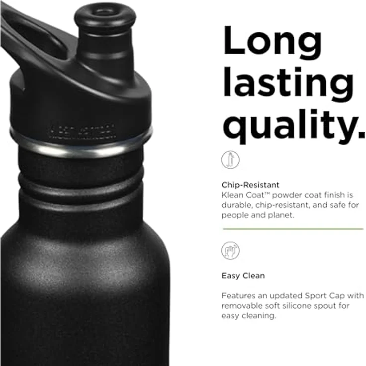 Klean Kanteen Classic 532ml Sport Trinkflasche mit Weithals und Sport Cap – Edelstahl, leicht und langlebig – Bild 4