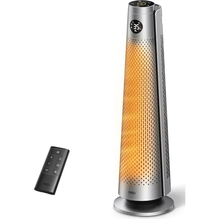 Dreo Heizlüfter 2000W, Elektrische Heizung mit Fernbedienung, 25 dB, 120° Oszillation, Energiesparendes ECO-Modus, Thermostat, Überhitzungs- & Kippschutz