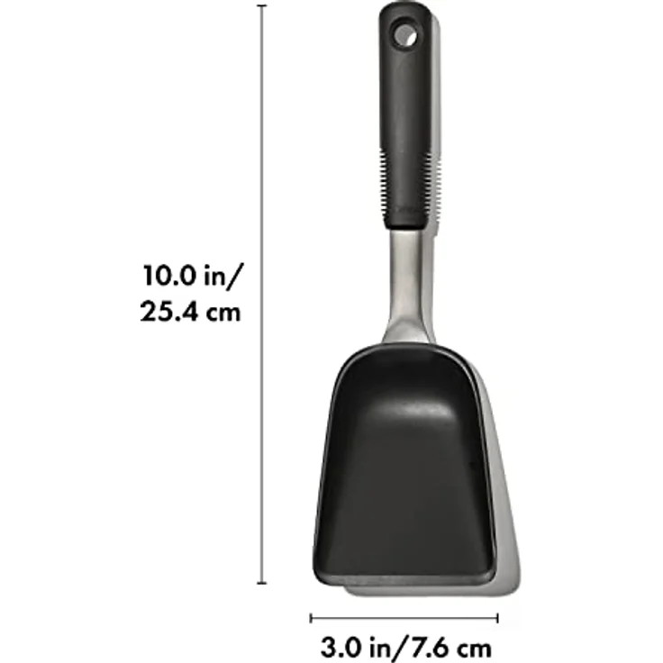OXO Good Grips Pfannenschaufel, breiter Schaufelkopf mit abgerundeten Seiten, schwarz – Bild 2