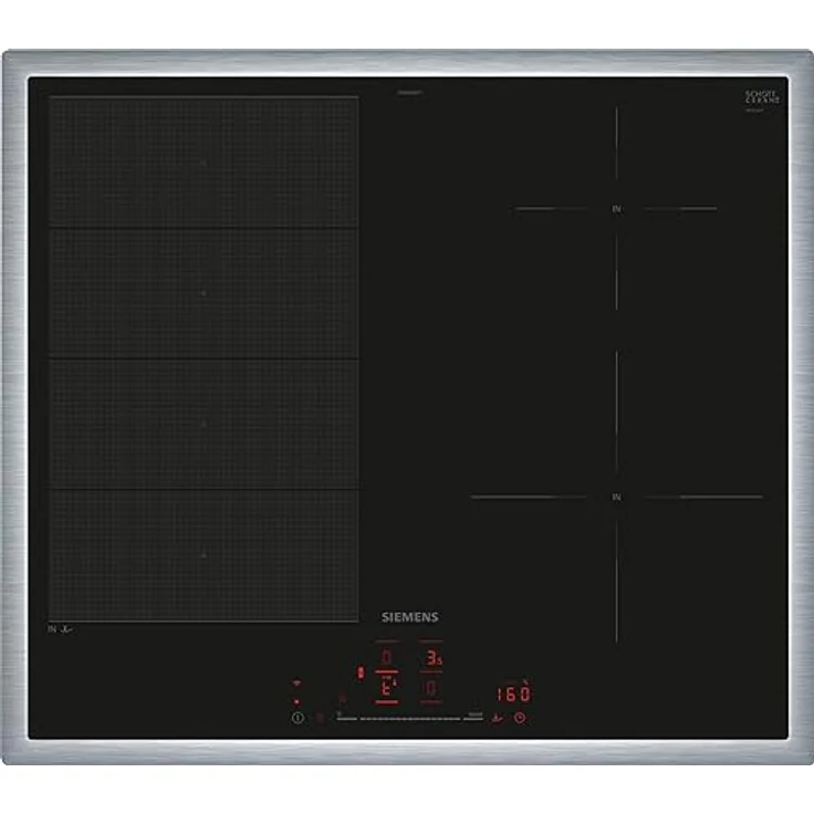 Siemens EX645HEC1E, iQ700, Smartes Induktionskochfeld, 60 cm, Schwarz, Mit Rahmen aufliegend, varioInduktion, TouchSlider, Bratensensor Pro - Braten ohne Anbrenngefahr – Bild 1