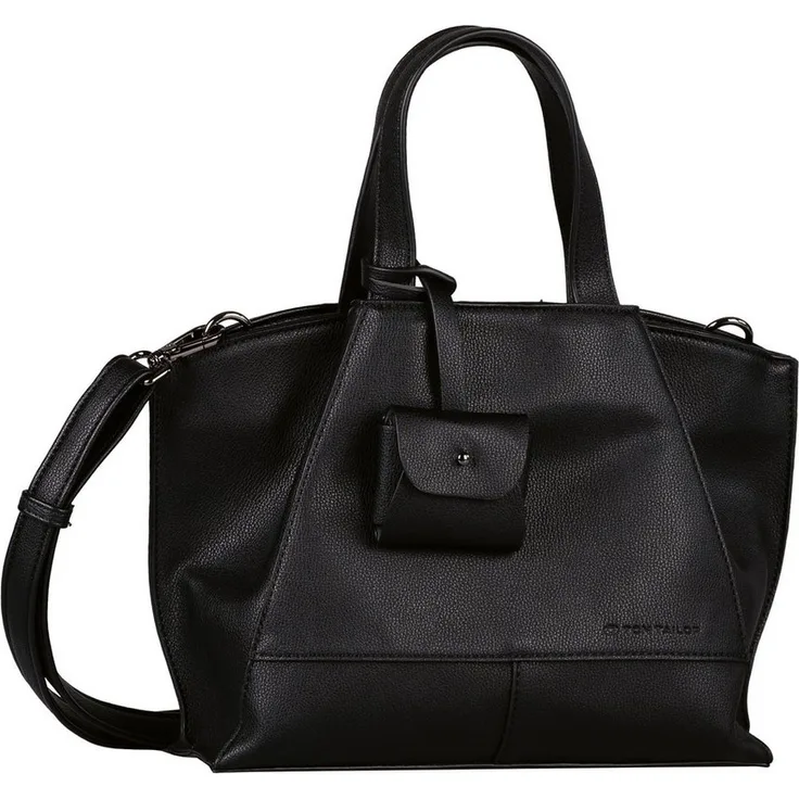 TOM TAILOR Shopper Adrienn, aus feinem Lederimtiat in geradlinigen Formen mit betonten Kanten, schwarz