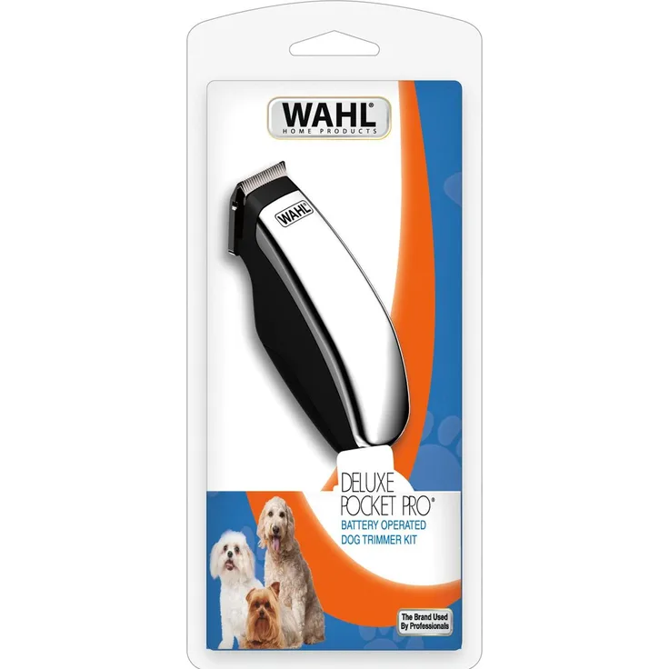 Wahl Pocket Pro Deluxe, Batteriebetriebener Haustiertrimmer mit präzisionsgeschliffener selbstschärfender Klinge, schwarz